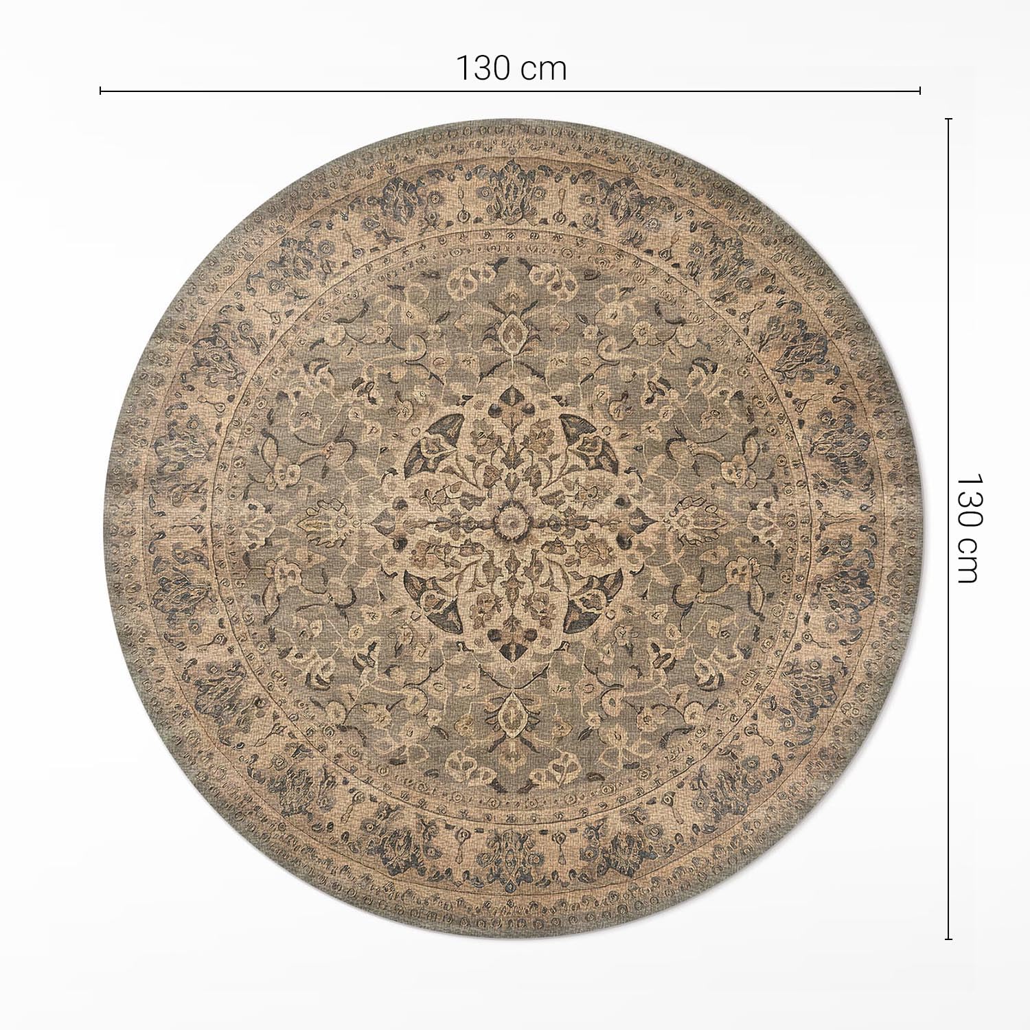 Tapis du Sol Vinyle ø130 cm Rond Maison Deco Entretien Facile Résistant à la Rayure de Sol Cuisine pour Salon Chambre Intérieur PVC Durable et élégant - Harmonie des Couleurs