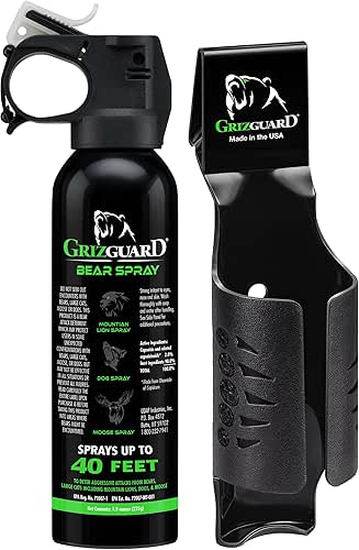 Bear Spray W/Holster 40 ft Range, Maximum Strength, EPA-Registered Spray