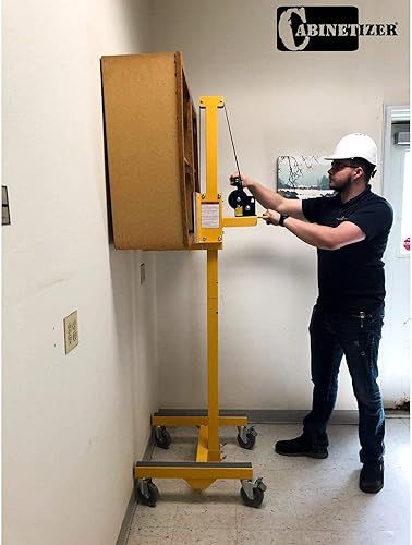 Miniatura 5 de CABINETIZER Elevador de gabinete modelo 76, 6' 300 libras, instalación de gabinete, fácil elevación, montaje de TV, cabrestante de freno,