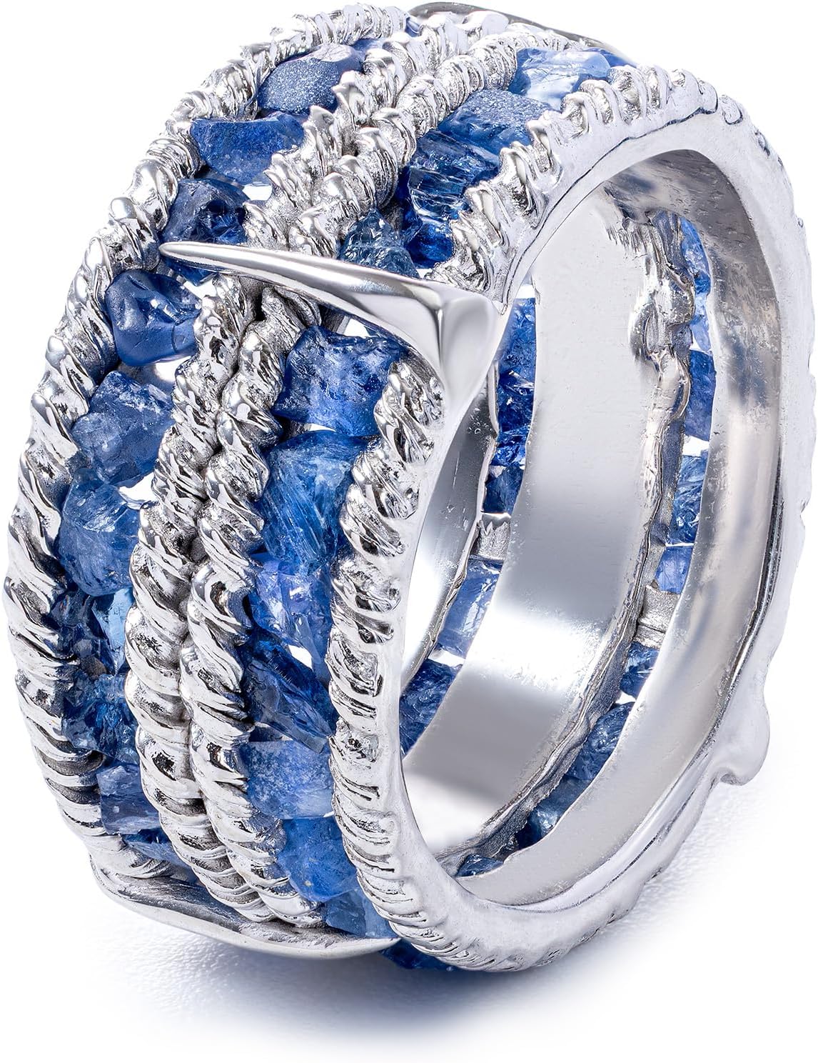 GERMAN KABIRSKI Tartine Wide Band Ring – 925 Sterling Silver, 18K Gold Plated – Raw Green Garnet | Mandarin Garnet | Ruby | Pink Sapphire | Blue Sapphire | Chrome Diopside – Handmade, Designer, Nickel‑Free - Image 2