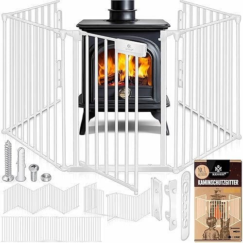 KESSER® Kaminschutzgitter mit Tür 305 cm Metall Ofenschutzgitter Laufgitter Laufstall