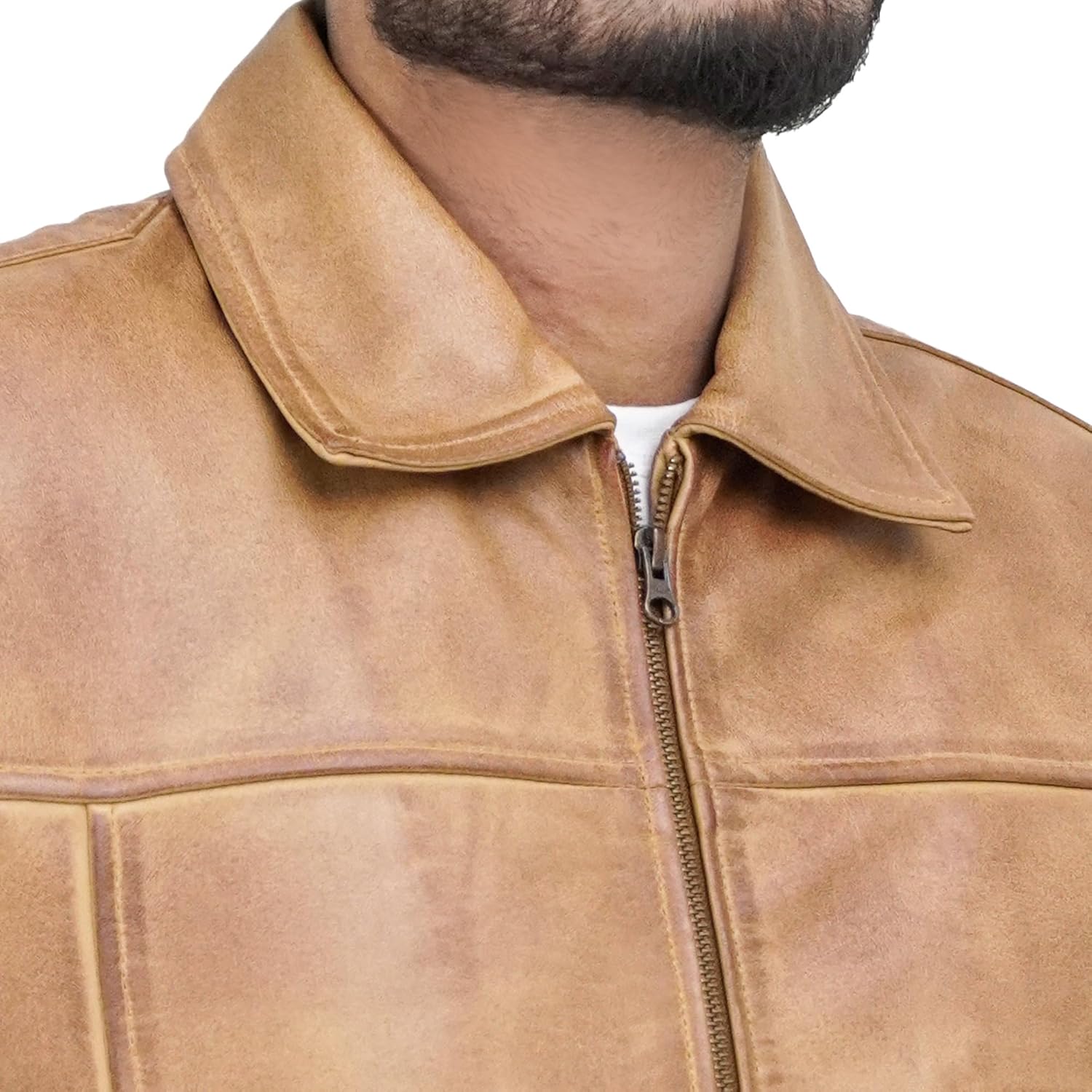 Vintage Leather Jacket Men - Real Lambskin Classic Turn Down Collar Leather Jackets For Mens - Image 5