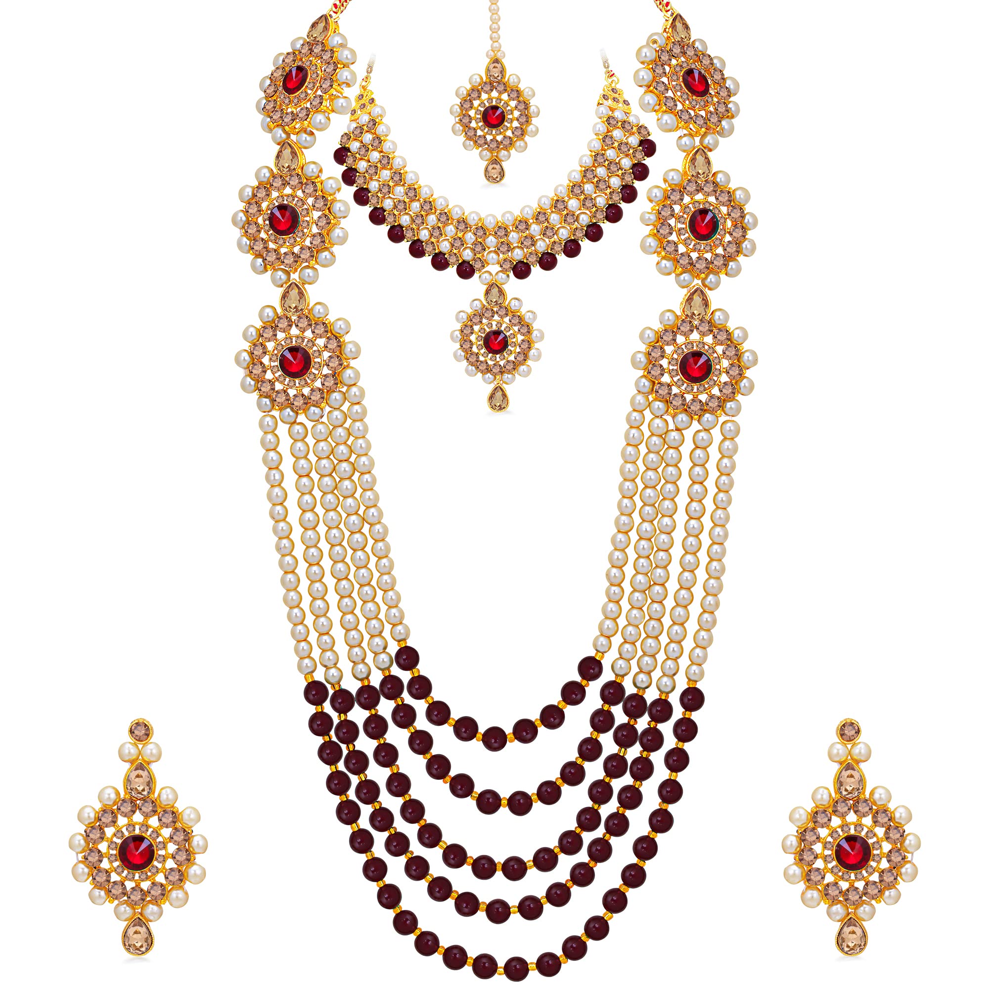 Shostopper by Sukkhi Glorious Pearl Gold Plated Choker & Long Haram Dual Necklace Set for Women (B0C4FGLY1R) Amazon Price History, Amazon Price Tracker