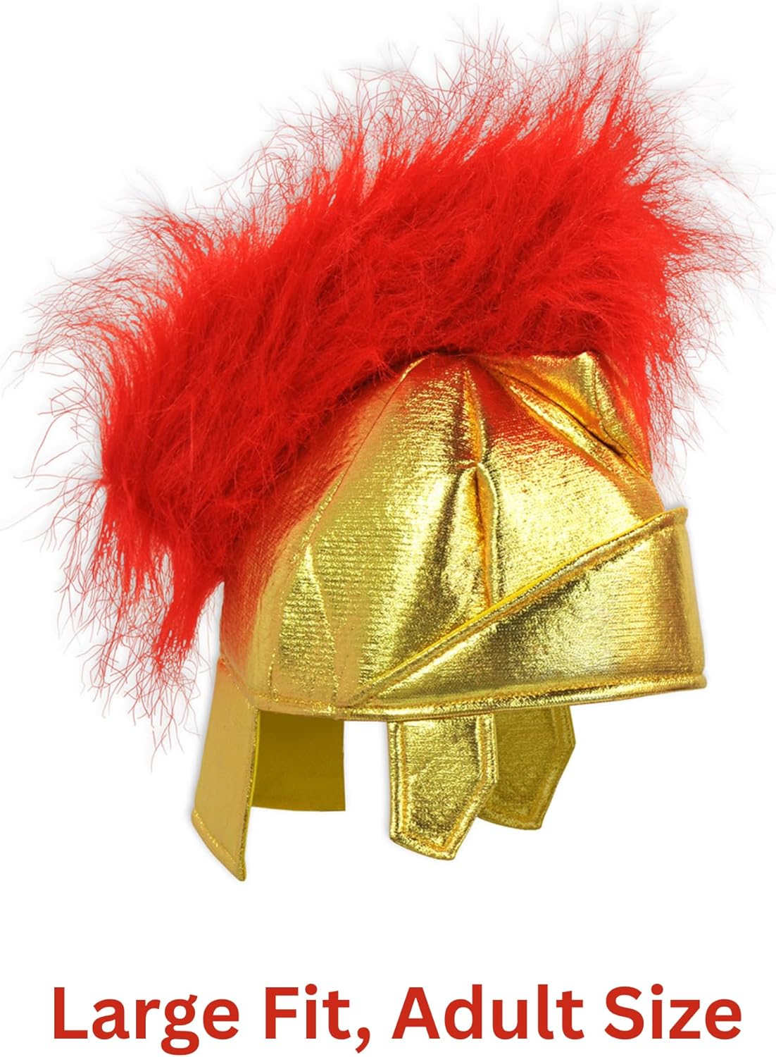 Beistle Fabric Roman Helmet – Gold Metallic Foam Costume Headpiece with Red Crest, Warrior Hat for Halloween, Theatrical Performances, Ancient Rome Parties, and Gladiator Events, Adult Size