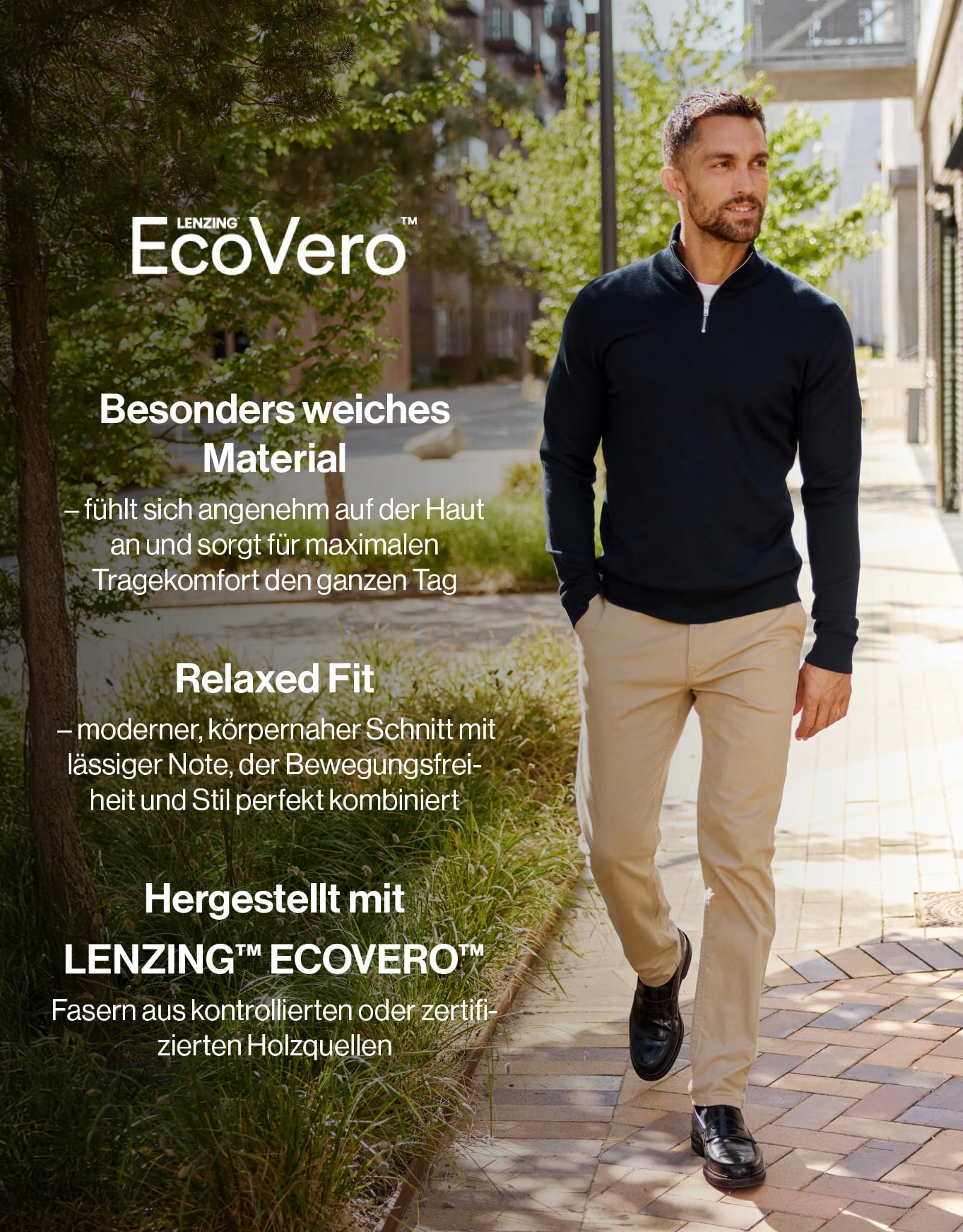 Lindbergh Rollkragenpullover Herren mit Reißverschluss | Strickpullover Zip Herren Relaxed Fit mit hohem Kragen & feinem Rippstrick | Weich & körperbetont | Größe S-3XL