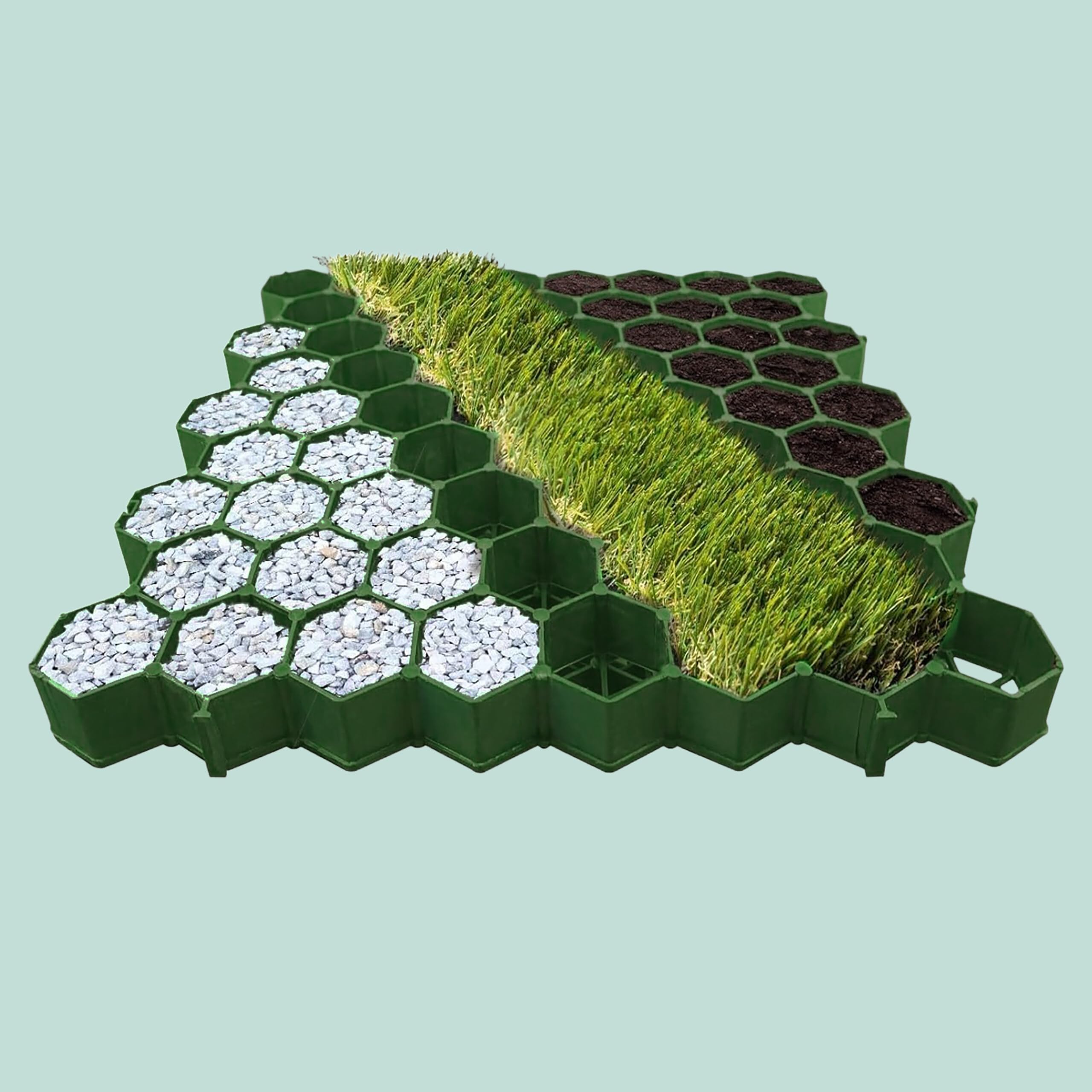Relaxdays Set di 4 Griglie per Prato in Plastica, 50x50 cm, Carrabili, Verde