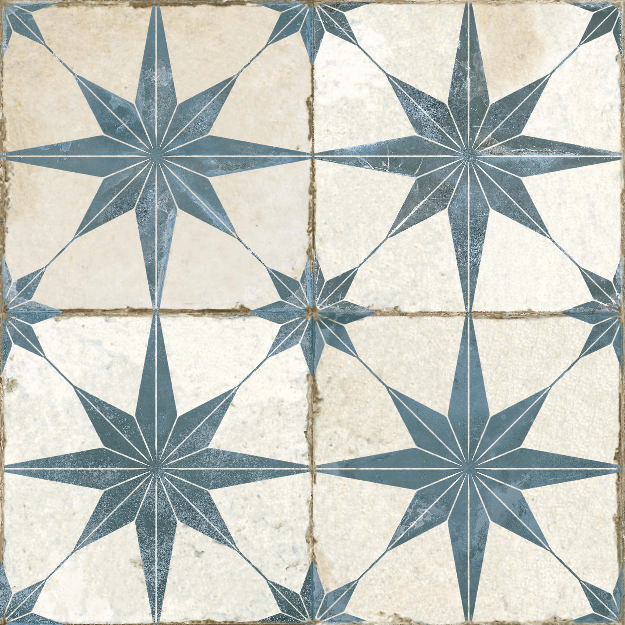 The Bath People Star Blue Hale Ceramic Matt Tiles Retro Vintage Square Plain & Pattern Wall Or Floor – 450 X 450