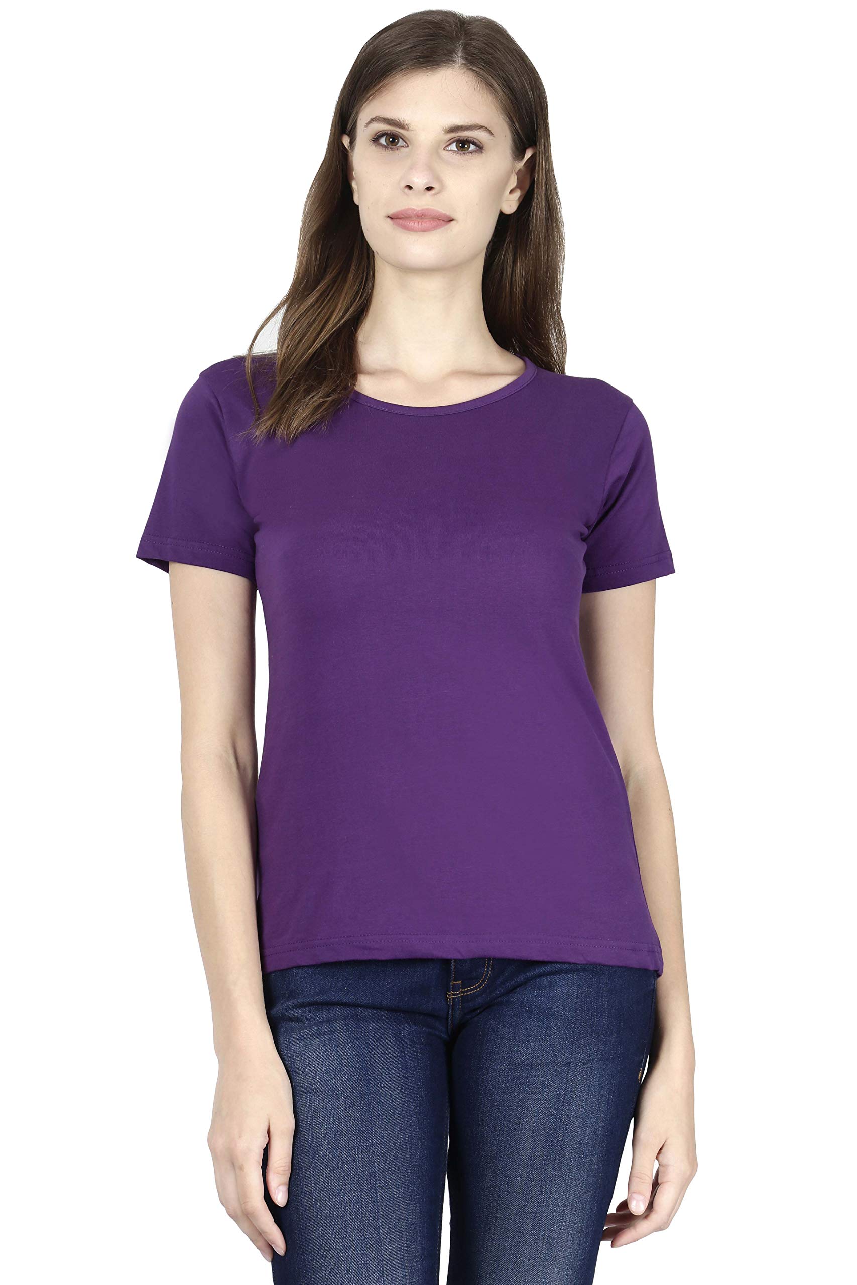 Sponsored Ad – Regular Fit Solid Cotton Half Sleeves Round Neck Women's T-Shirt
