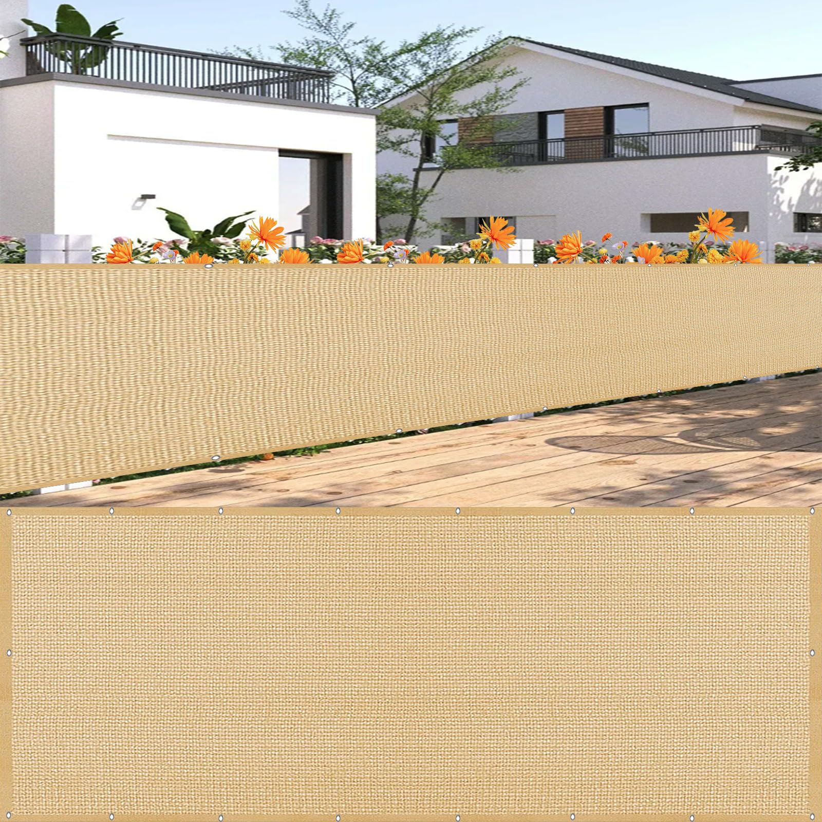 Clôture en polyéthylène HDPE Outdoorfor 95x950 cm sable brise-vue