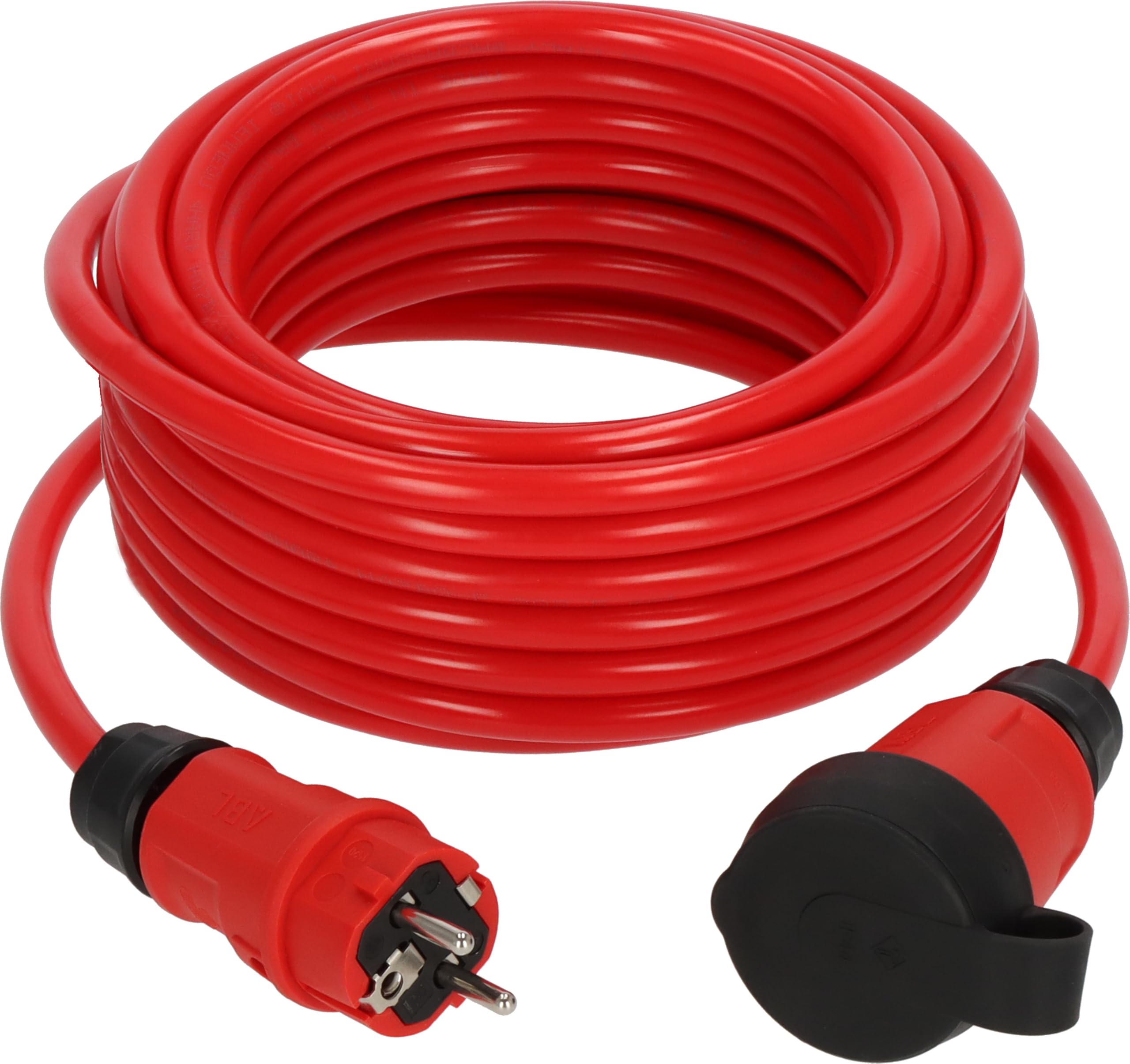 Brennenstuhl Professional Verlängerungskabel VQ 1200 IP44, 10m | Kabel H07BQ-F 3G2,5 in rot, Baustelleneinsatz und ständiger Einsatz im Freien, Made in Germany