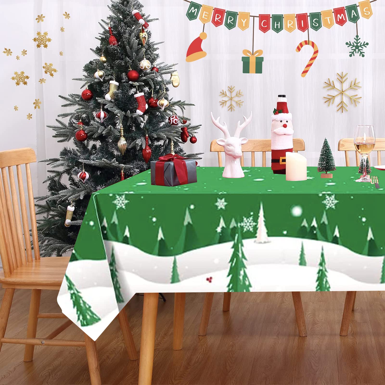 JOFONY Kerst tafelkleed, sneeuwvlok tafelkleed, rood kunststof