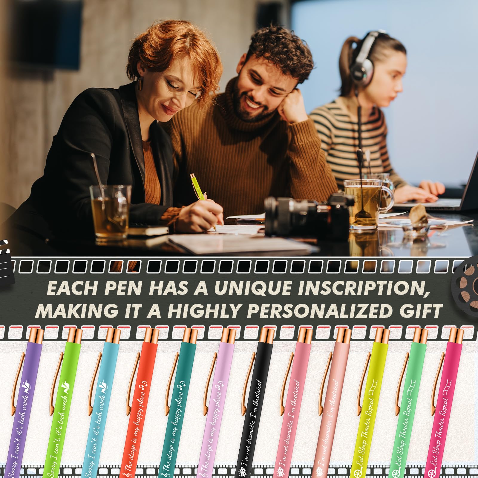 Sayglossy 24 Pack Theater Gifts for Women Men, Ballpoint Pen Set with Quotes, Funny Theater Actor Gifts for Musical Broadway Theatre Lovers Friends, Actors (Retro)