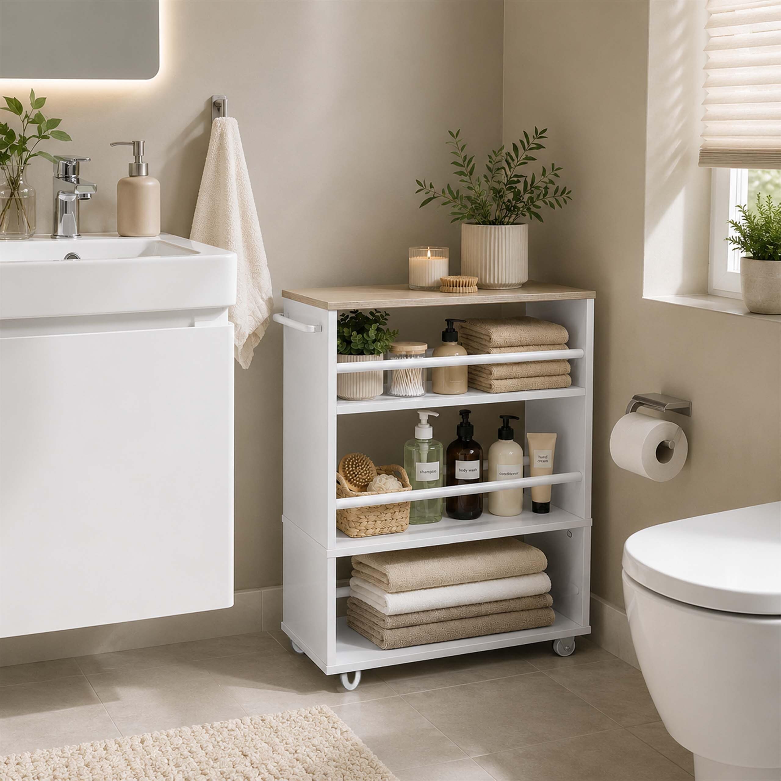 Relaxdays Chariot de Niche Blanc/Naturel