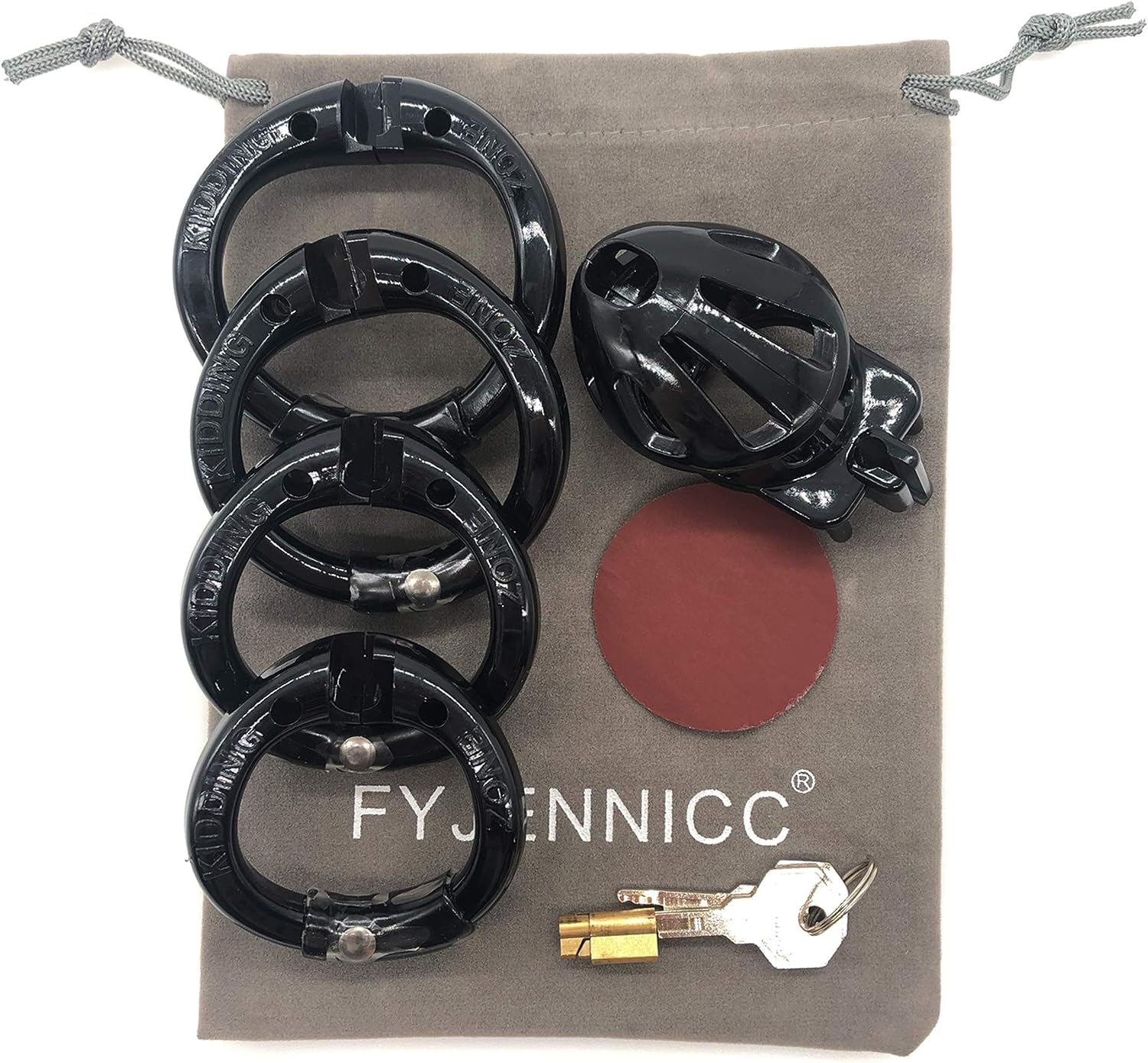 KZPC Male Chastity Cage| Lightweight Plastic Chastity Device| Adult Toy for Men| 4 Active Sizes Rings (Black, Short)