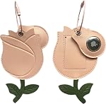 Leather Luggage Tag Holder with Airtag Case Set,Hidden Compartment for AirTag Travel Suitcase Tracking Case