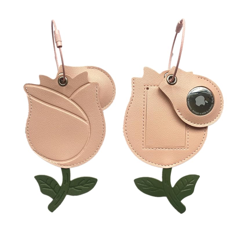 Tag de bagagem em couro sintético PU com estojo oculto para Apple AirTag ZOUITY Rosa Pink