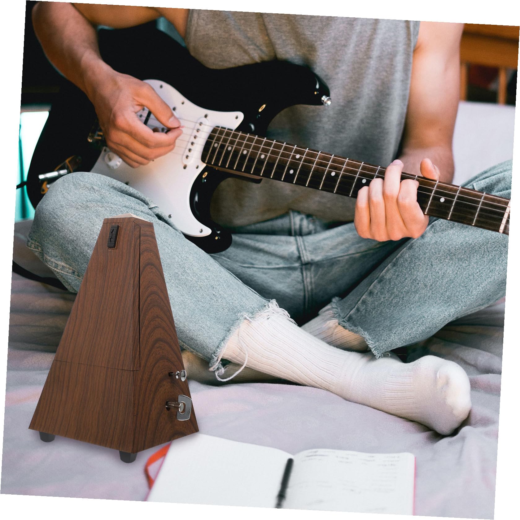 POPETPOP Metrónomo Mecánico de Madera para Principiantes Accesorio Musical para Guitarra Violín Piano y Práctica de Instrumentos