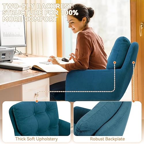 Miniatura 4 de Silla de oficina de terciopelo, cómodas sillas de escritorio de oficina en casa con soporte lumbar, silla de escritorio moderna de terciopelo con