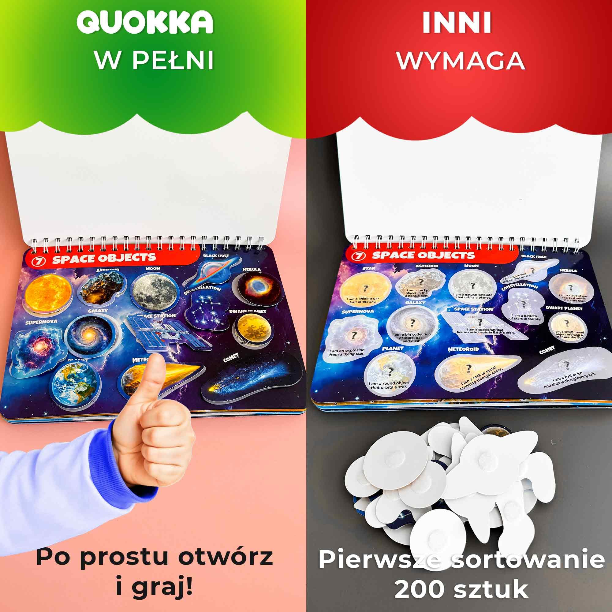 QUOKKA Zabawki Montessori Od 3 Do 4 Lat - Wersja Angielska – Książki Edukacyjne Dla Dzieci Od 3 Lat – 15 Aktywności Edukacyjnych Na Temat Układu Słonecznego – Aktywności W Podróży Samochodem