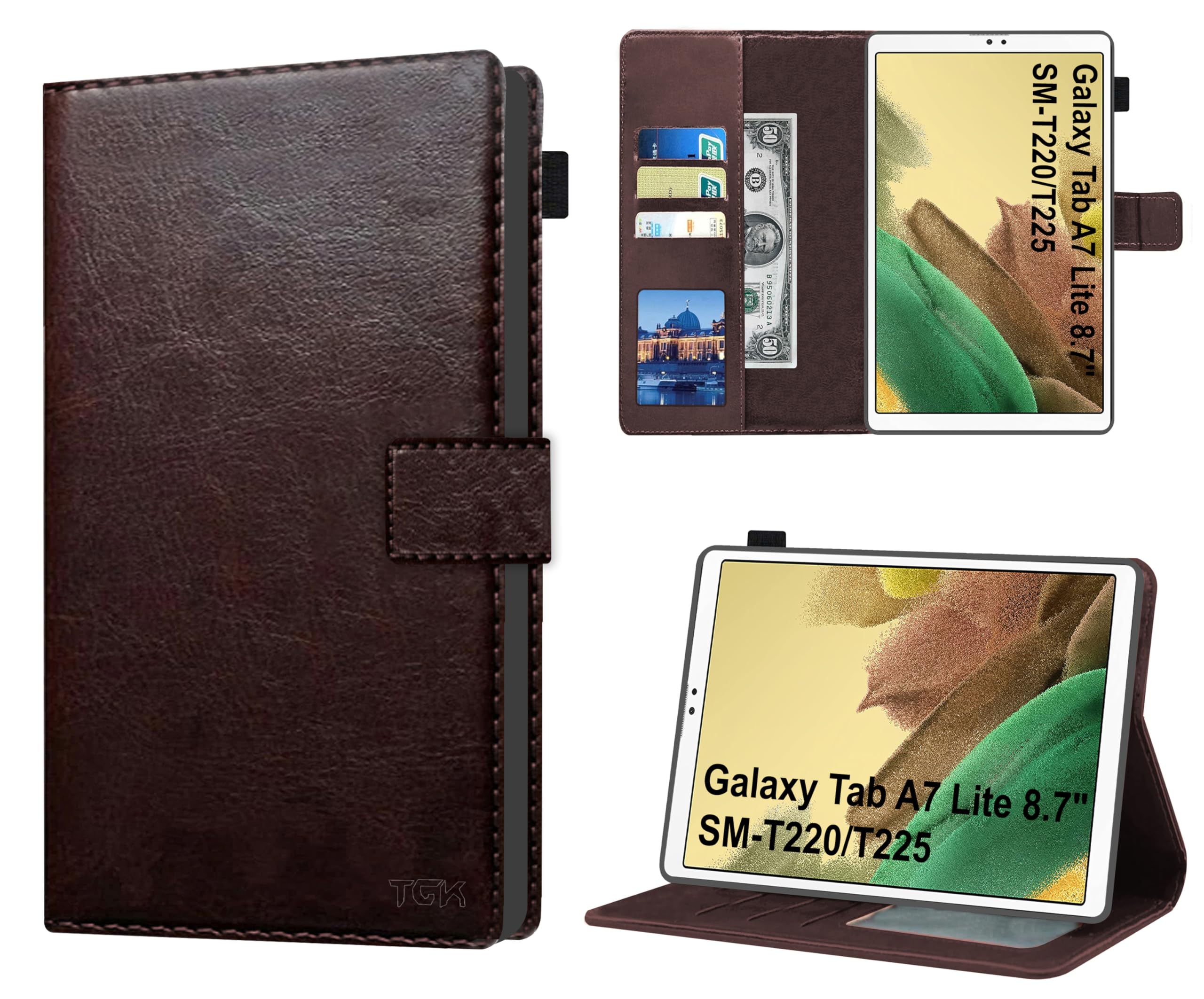 TGK Wallet Flip Case Cover for Samsung Galaxy Tab A7 Lite 8.7 inch SM-T220/T225, Chocolate Brown (B099WK4D5K) Amazon Price History, Amazon Price Tracker