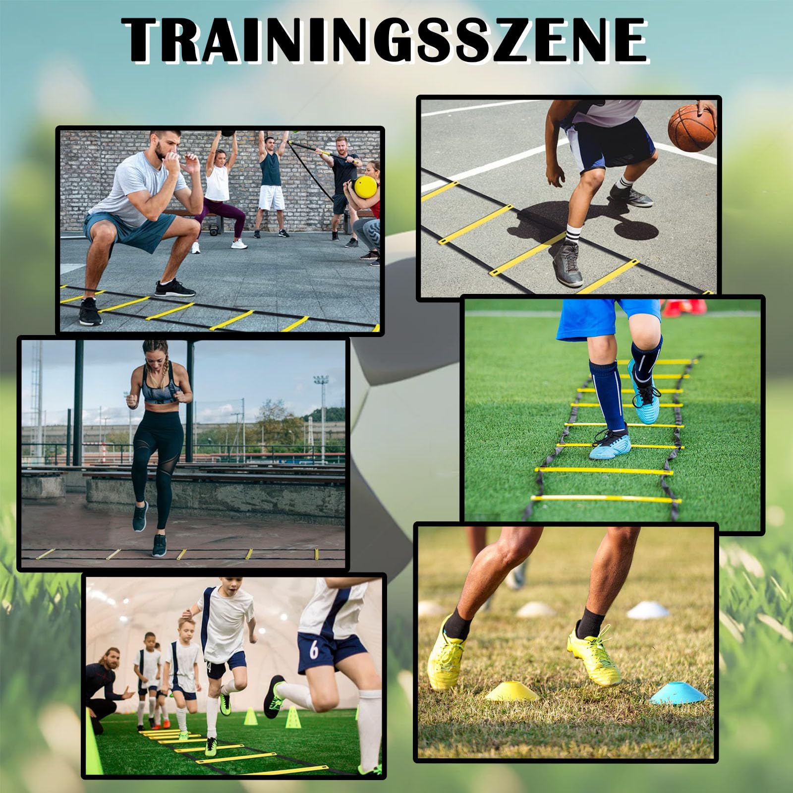 MANTRA SPORTS Plot Sport Kit Entrainement Foot Enfant, Materiel Entrainement Football Enfant, Plot Foot Football Entrainement, Echelle De Rythme Escalier Sport Equipement Foot