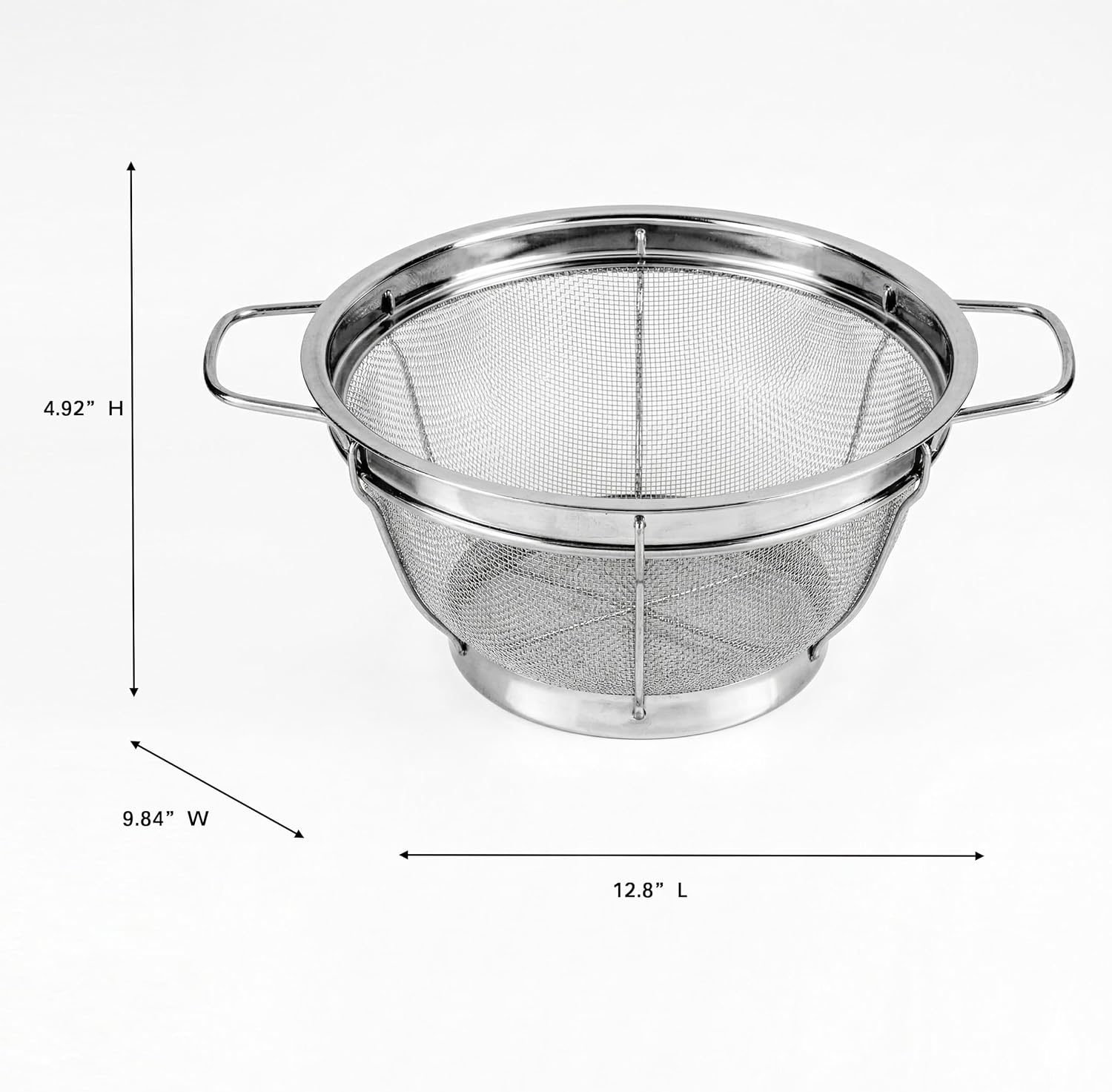 Kitchen Details Heavy Duty Stainless Steel Strainer 10 Inch Silver Color | Large Food Strainer | Professional Kitchen Tool