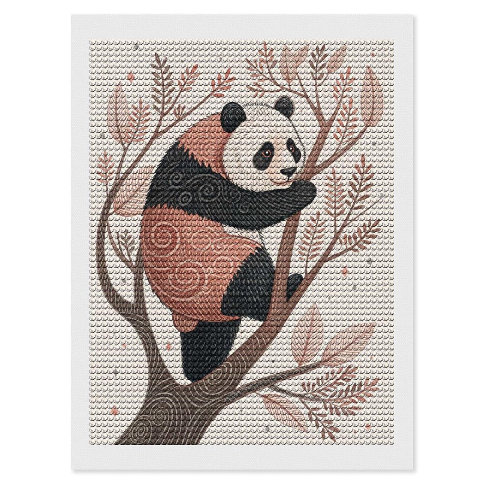 Junmoney Panda in A Tree Diamond Painting Set 12"x16", Sparkling Round Gems, Decorate Your Room, Fun Craft Experience, Modern Decor
