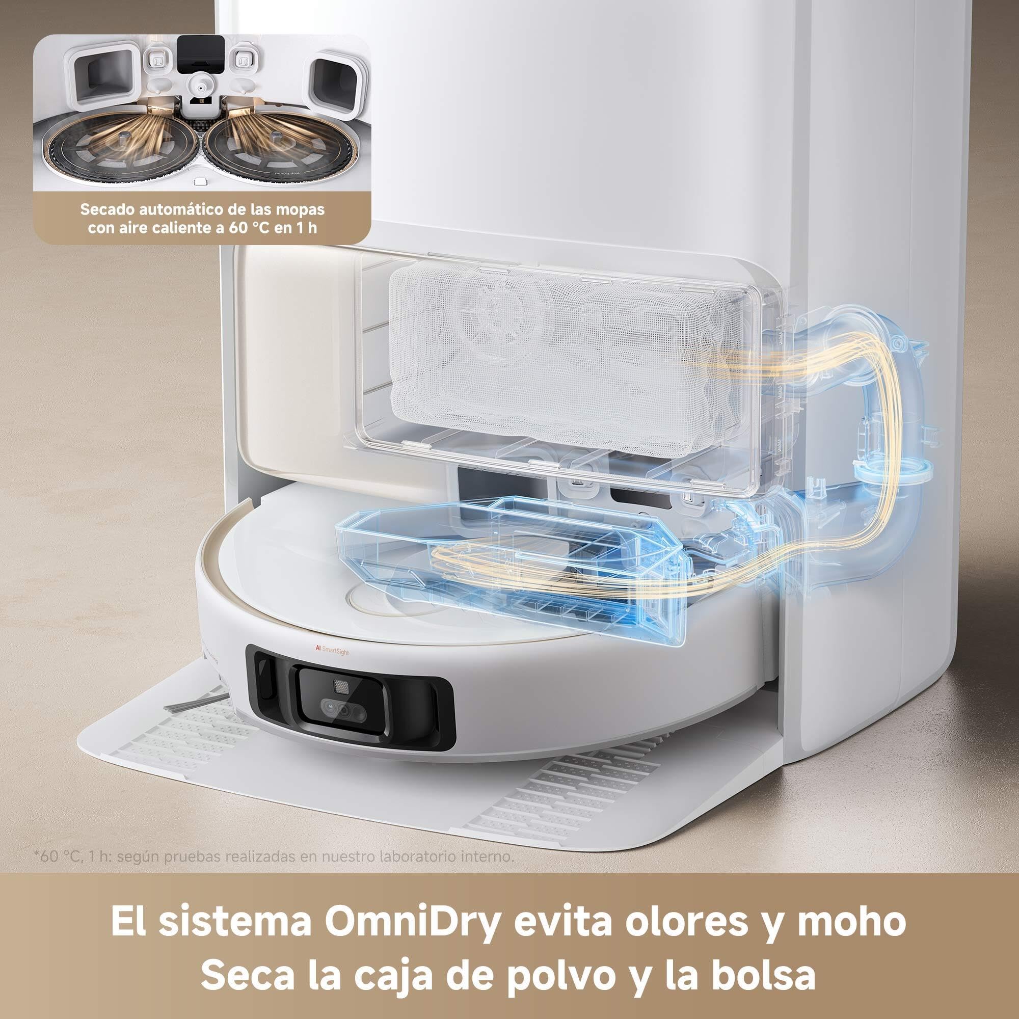 Mova V50 Ultra Complete Robot Aspirapolvere e Lavapavimenti, Potenza di Aspirazione da 24.000 Pa, con Svuotamento Automatico, Lavaggio Termico con Sistema Aoppia Soluzione, Sistema StepMaster, Bianco