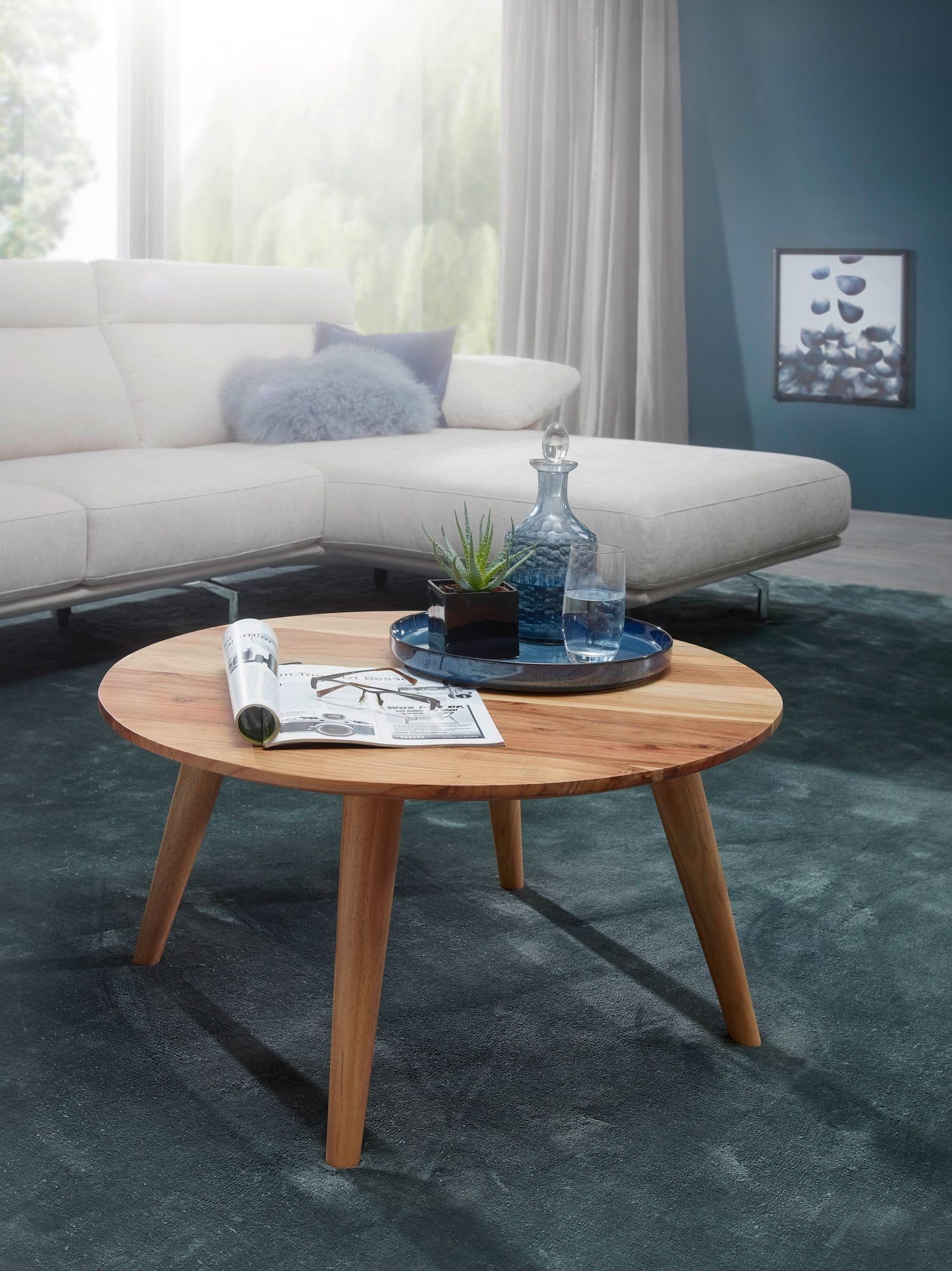 Tavolino Da Salotto,Tavolino Da Caffè,Tavolino Da Soggiorno In Alluminio E Legno Di Teak 60x60x30 Cm Cfw83142 90638741