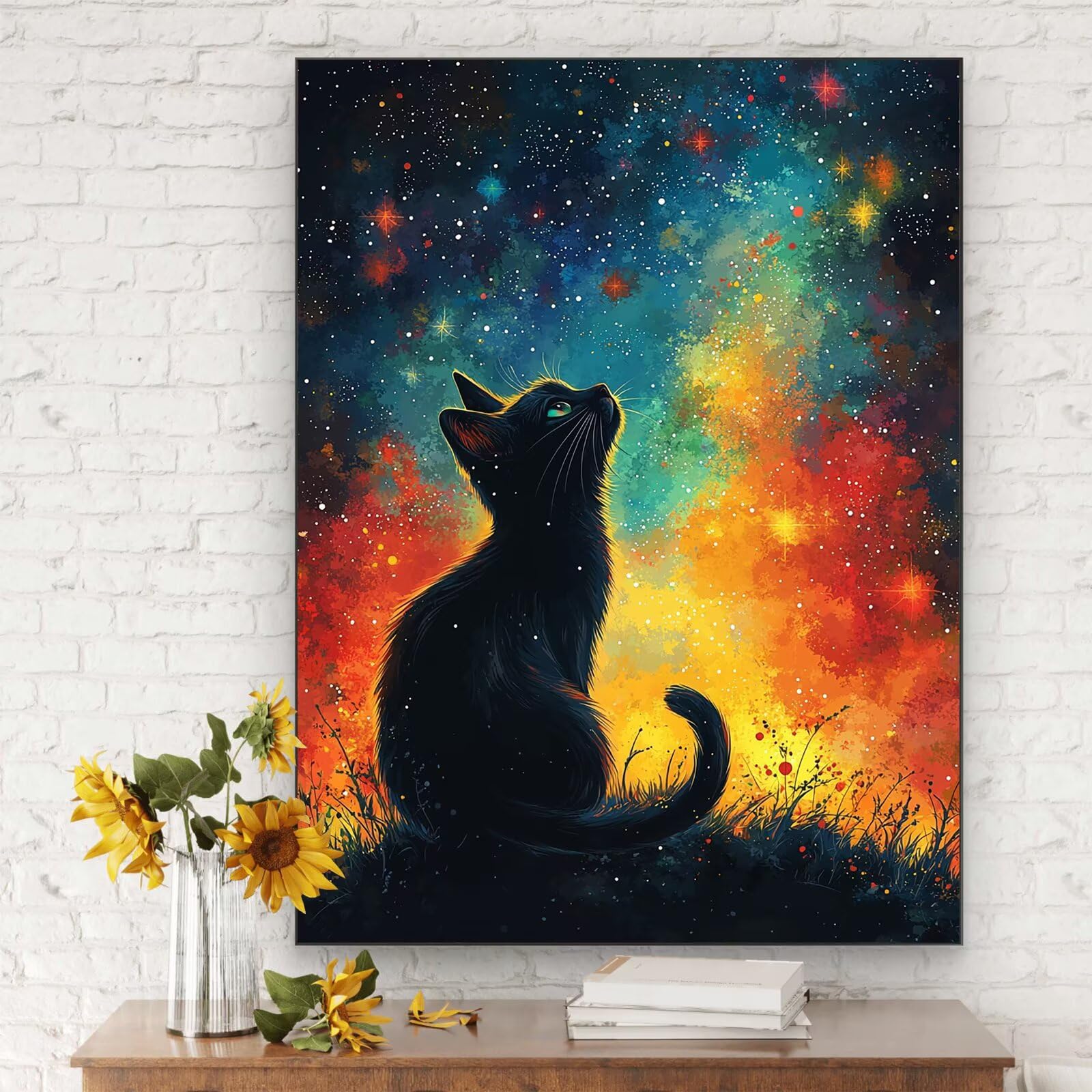 Numer malowania kotów dla dorosłych, DIY zwierzę malarstwo numer dla dorosłych 90 x 120 cm, pędzle i akryle, zestawy do kolorowania według numerów dla dorosłych początkujących, dekoracje ścienne i