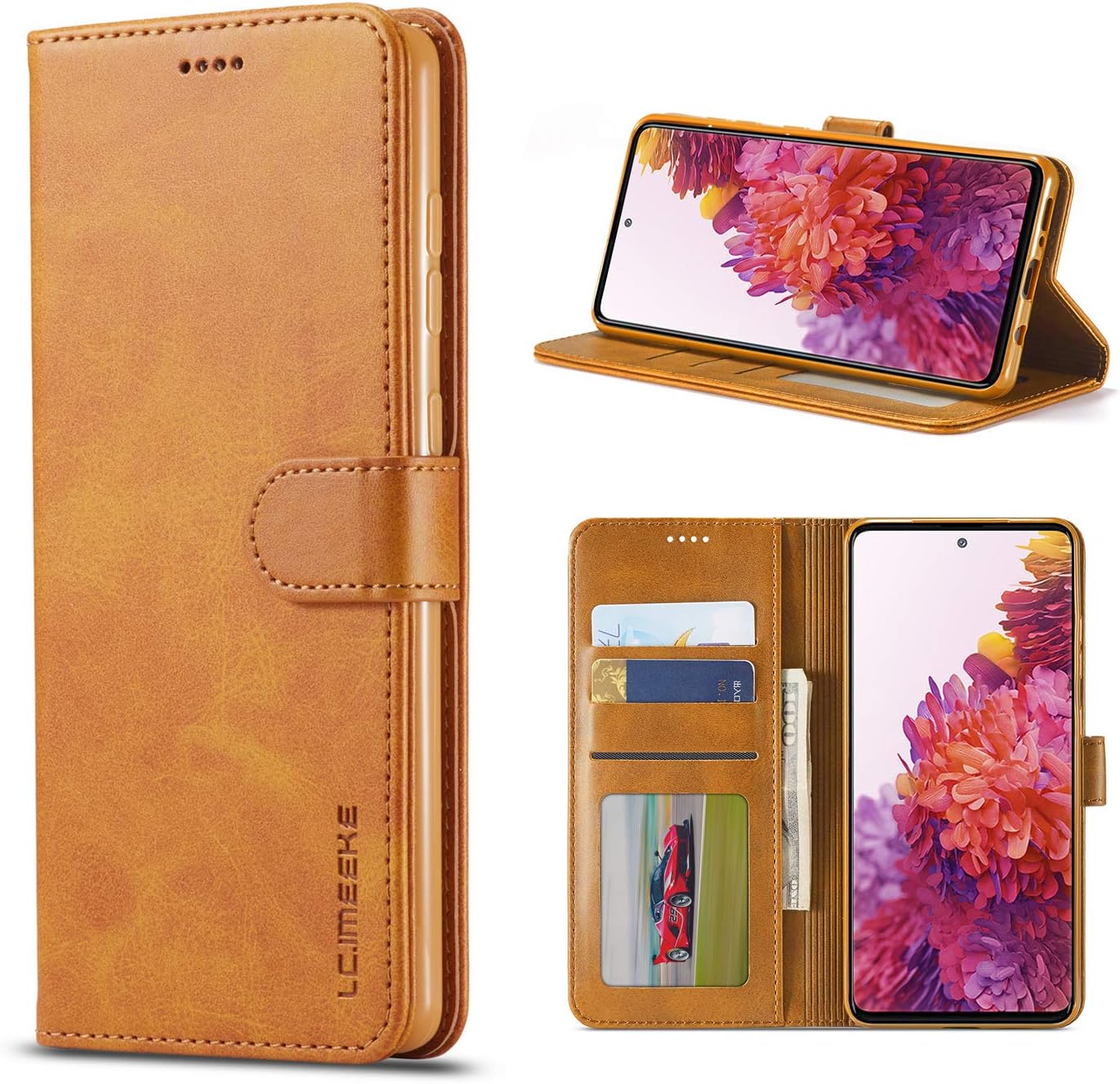 Kowauri Galaxy S20 FE 5G Case,Premium PU Leather Flip Folio Wallet Case with Card Slot Magnetic Closure Case for Samsung Galaxy S20 Fan Edition 5G (Khaki)