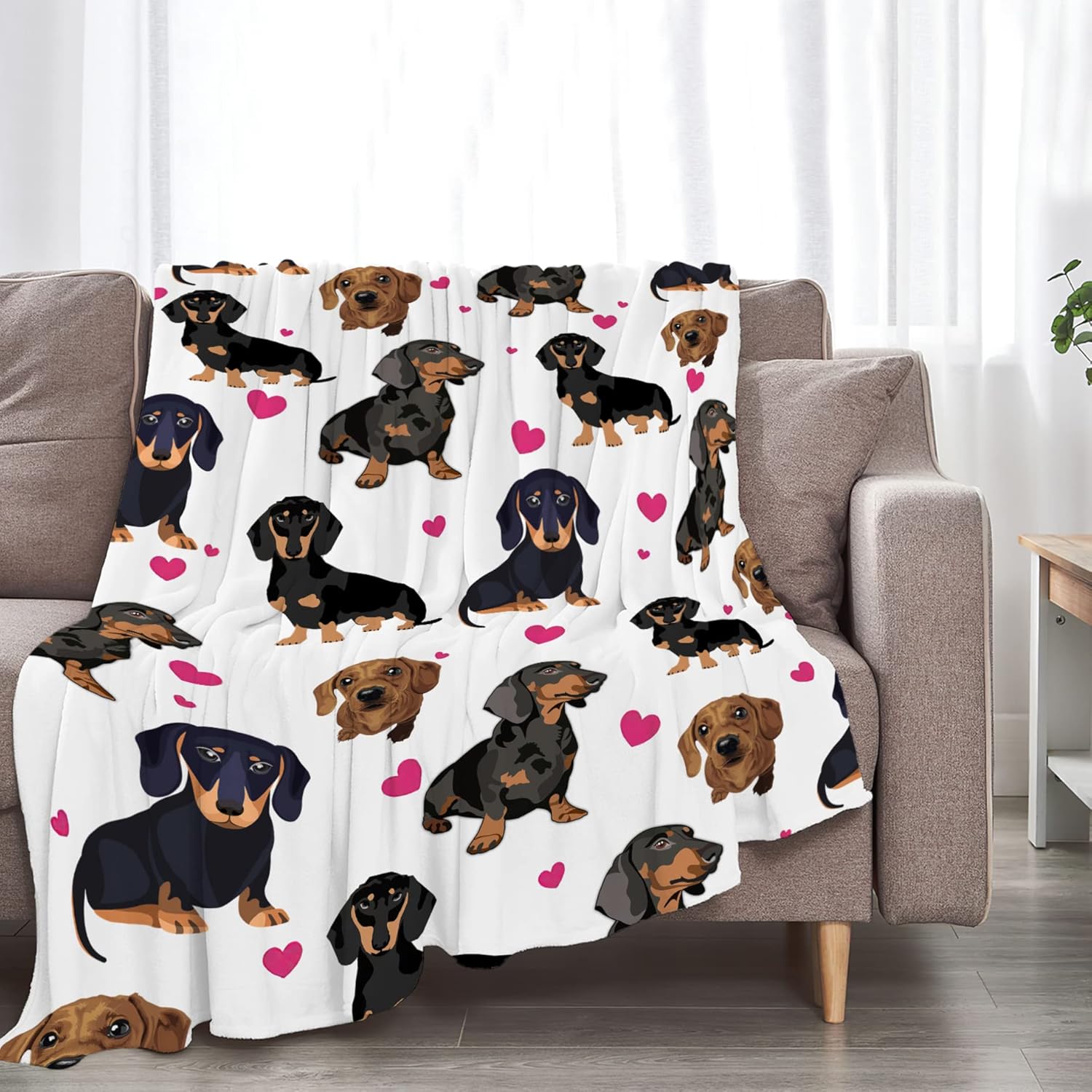Dachshund Blanket for Girls Boys Women Gifts for Dachshund Lovers Dachshund Throw Blanket for Kids Adults Ultra Soft Cozy Fleece Blanket for Couch Sofa ​Bed 50"x60"