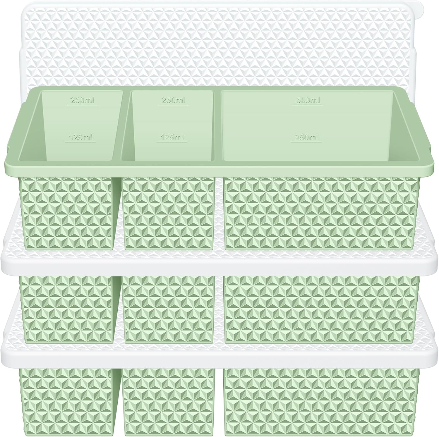 6 Pack-Silicone Freezer Tray with Lid-Stackable Soup Freezer Container Molds,2-Cup Ice Cube Trays for Perfect Portion Control,Food Storage & Meal Prep,Oven & Dishwasher Safe