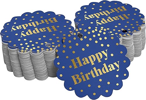 Miniatura 152 de Etiquetas colgantes para botellas de feliz cumpleaños, paquete de 100 unidades Blanco,Aqua Blue,Negro,Azul,Azul turquesa oscuro,Rosa