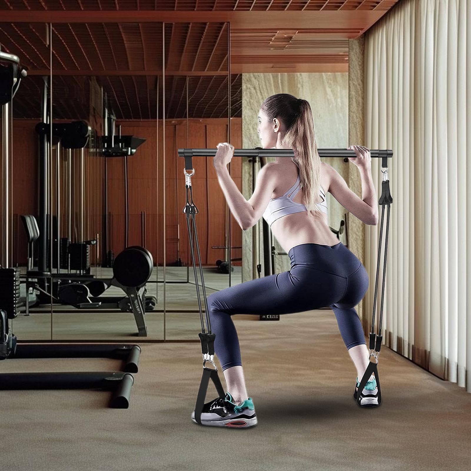 Zestaw domowy do pilatesu, wielofunkcyjny regulowany sprzęt treningowy, zestaw do jogi, pilatesu, do treningu ramion, kobiet, mężczyzn, nóg, pośladków, bioder, siły mięśni