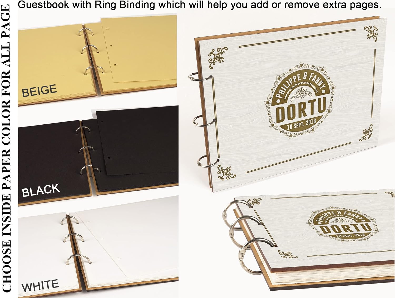 Darling Souvenir Personalized Engraved Laser Cut Wedding Guest Book Wooden Cover Sign-in Book Registry Guestbook Scrapbook-68