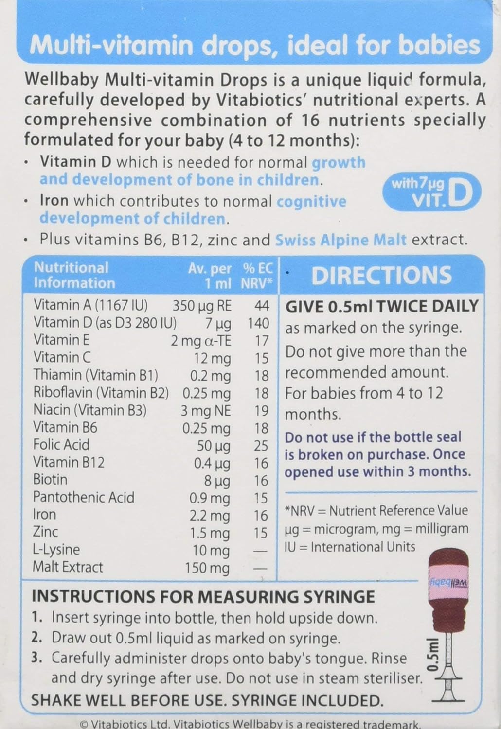 Amazon Com Vitabiotics Wellkid Baby Drops 30ml Health Household