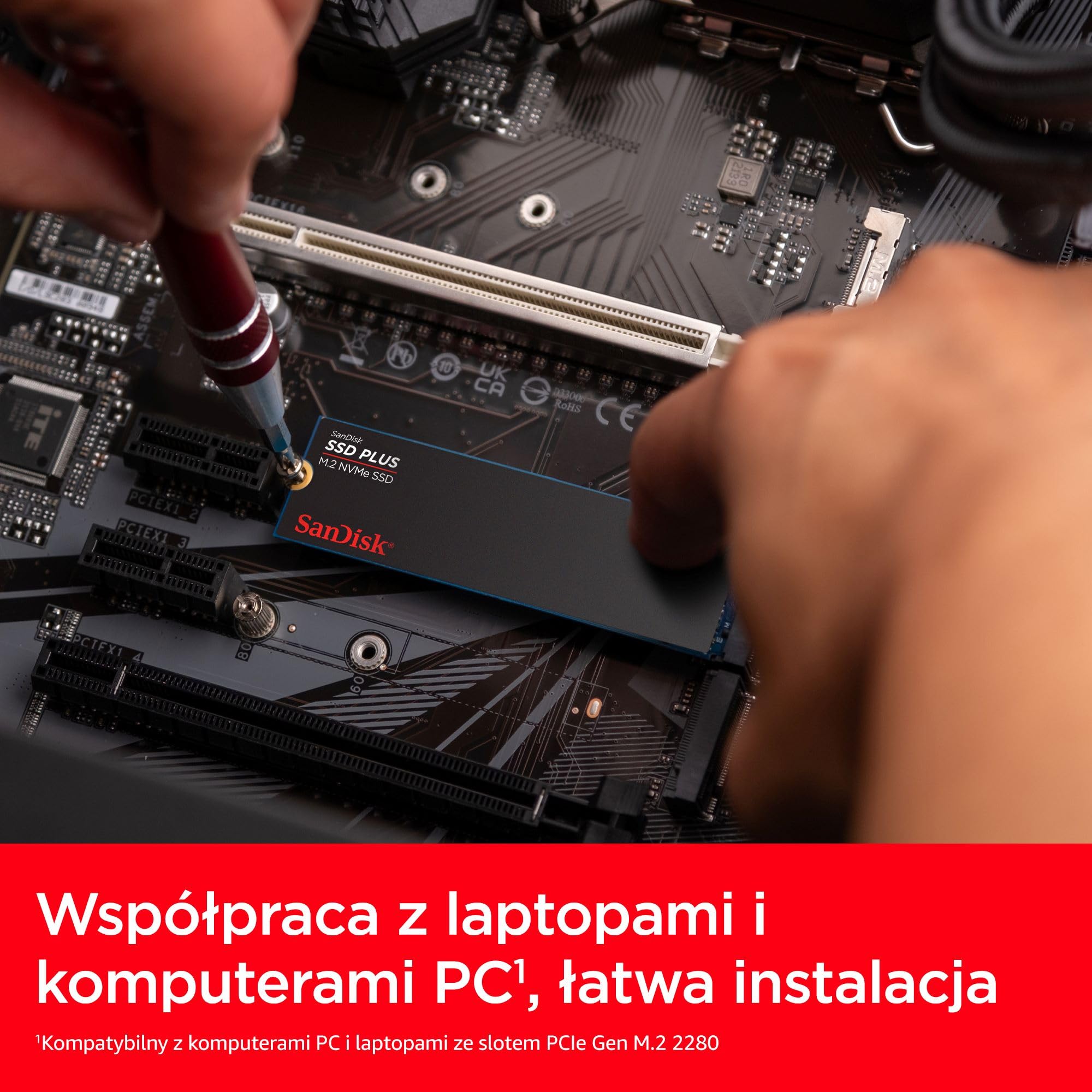 SanDisk SSD Plus 250 GB M.2 NVMe SSD, wewnętrzny SSD, PCIe Gen 3, M.2 2280, łatwa instalacja, 3 lata