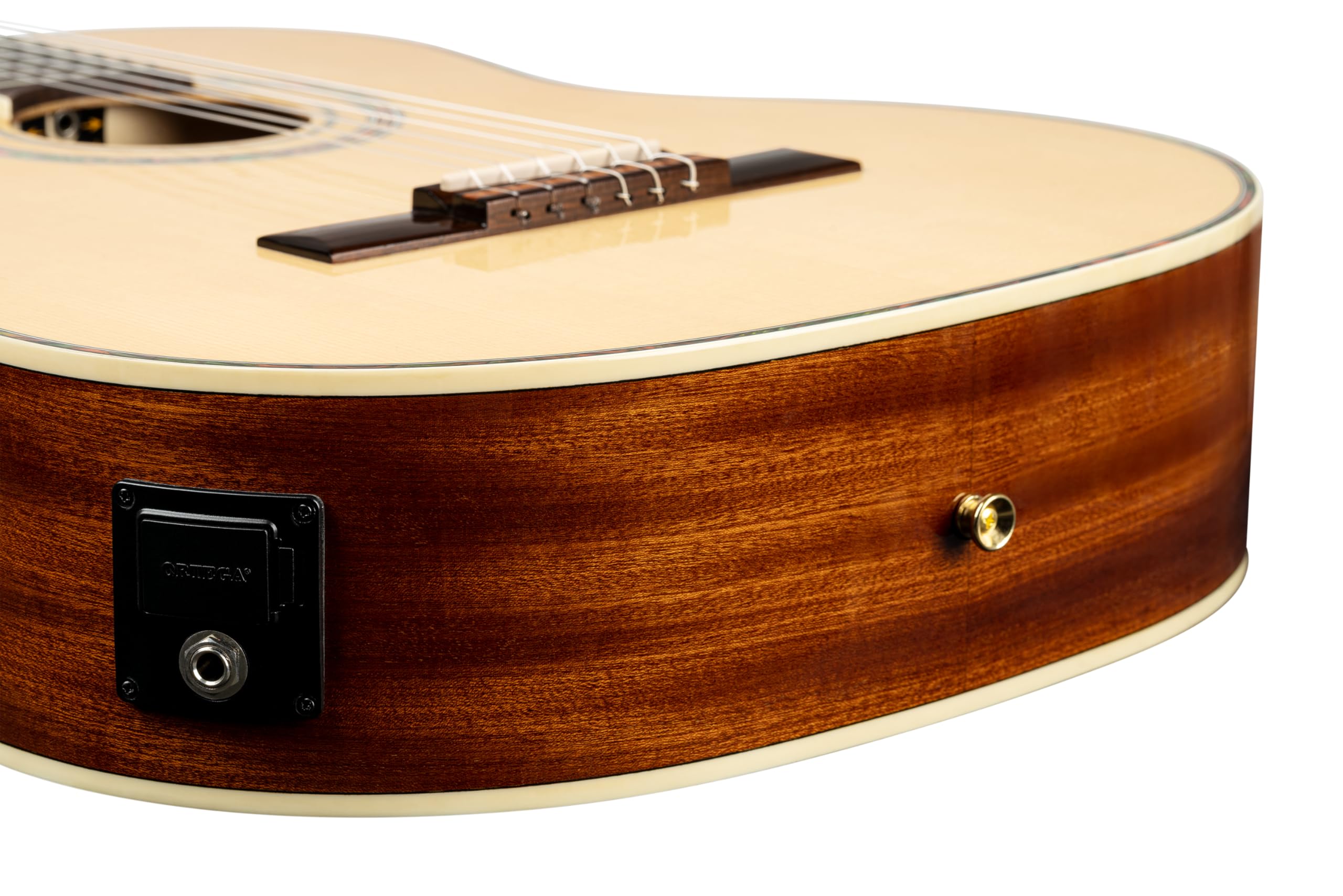 Ortega Guitars Family Series Pro - Guitarra de concierto para zurdos (electroacústica, abeto y caoba, incluye funda (RCE141NT-L)