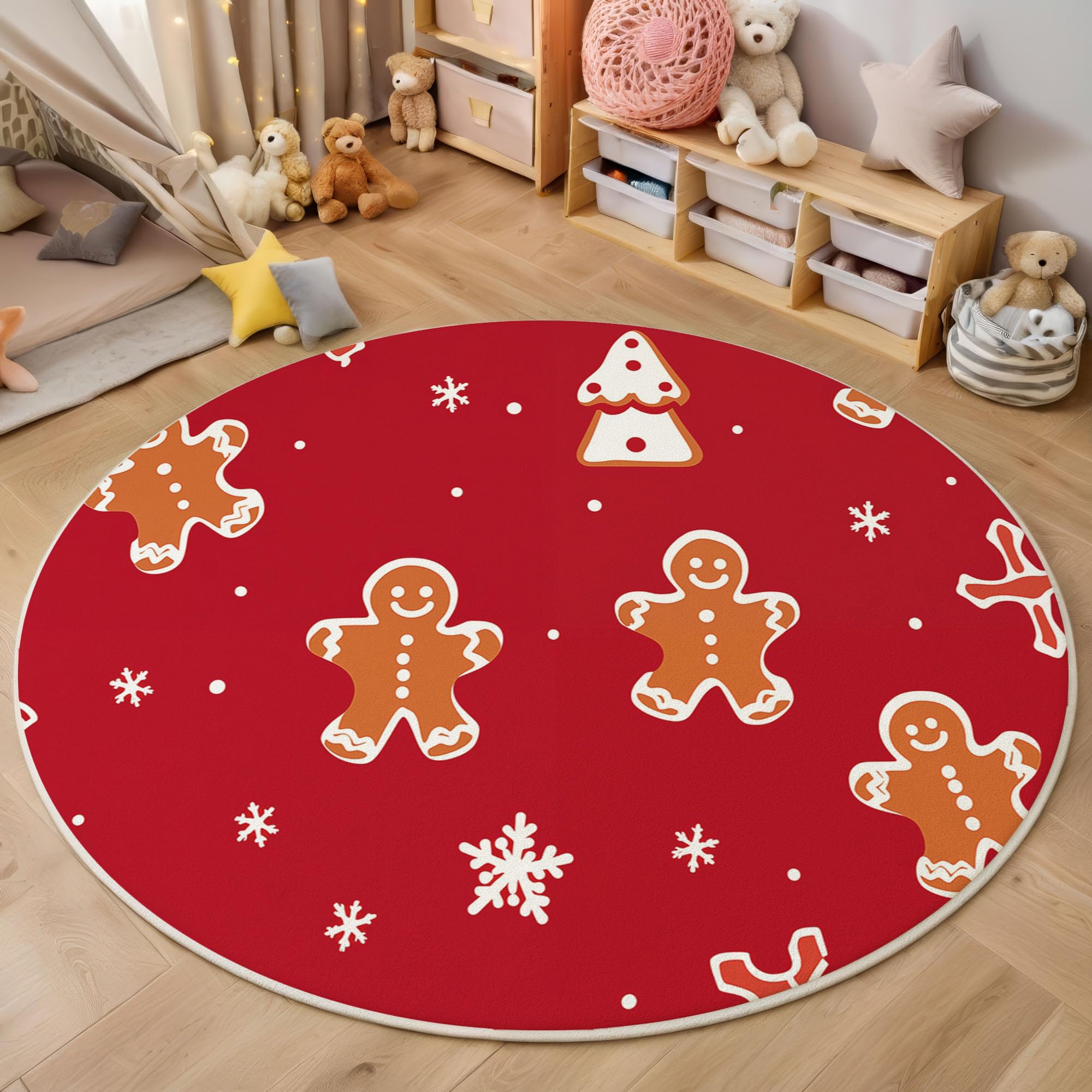 Tapis de Noël antidérapant en velours de cristal pour un salon chaleureux et sans bruits de pas