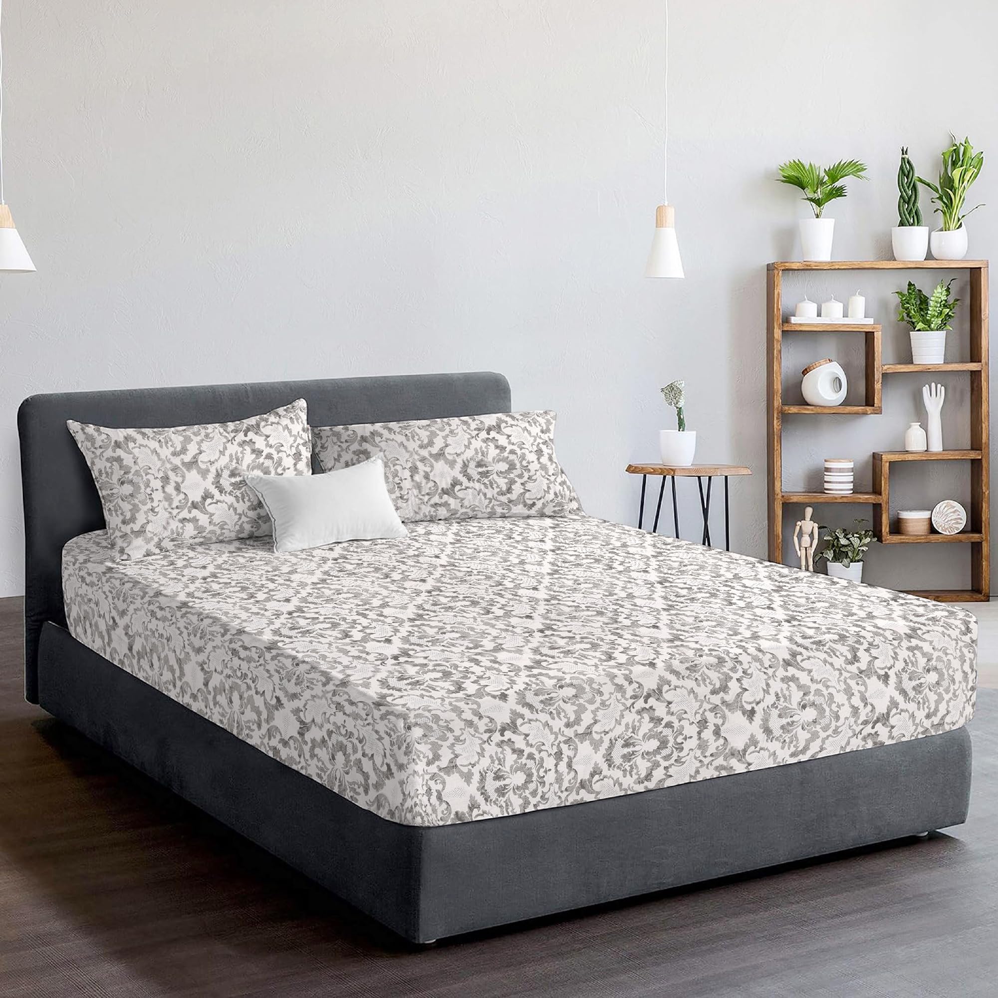 EverSoft Bedding 3PCS Set 100% Egyptian Cotton Printed Fitted Sheet Single Size with Matching Pillowcase 400 Thread Count Print Single Bed Sheets — image 1