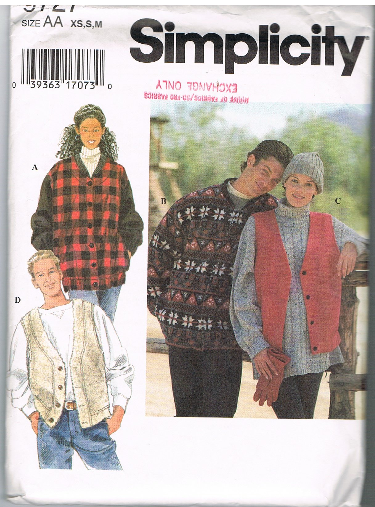 Patron Simplicity 9727 veste et gilet ajustables multi-tailles ados adultes