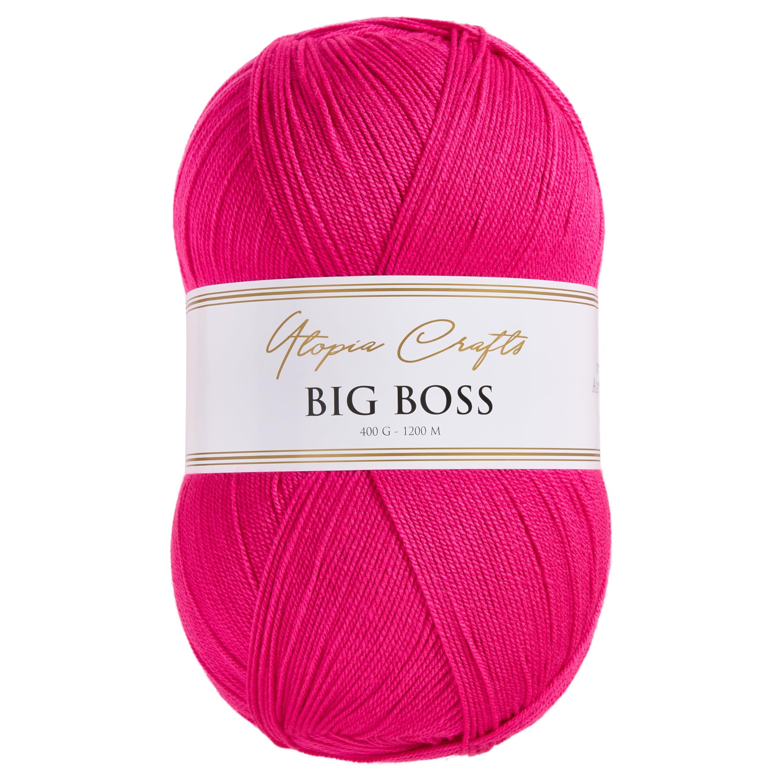 Utopia Crafts Big Boss Acrylwolle 400g 1200m – Strick- & Häkelgarn, weich, maschinenwaschbar, Oeko-Tex zertifiziert, für Pullover, Decken, Schals & Mützen (Leuchtendes Pink)