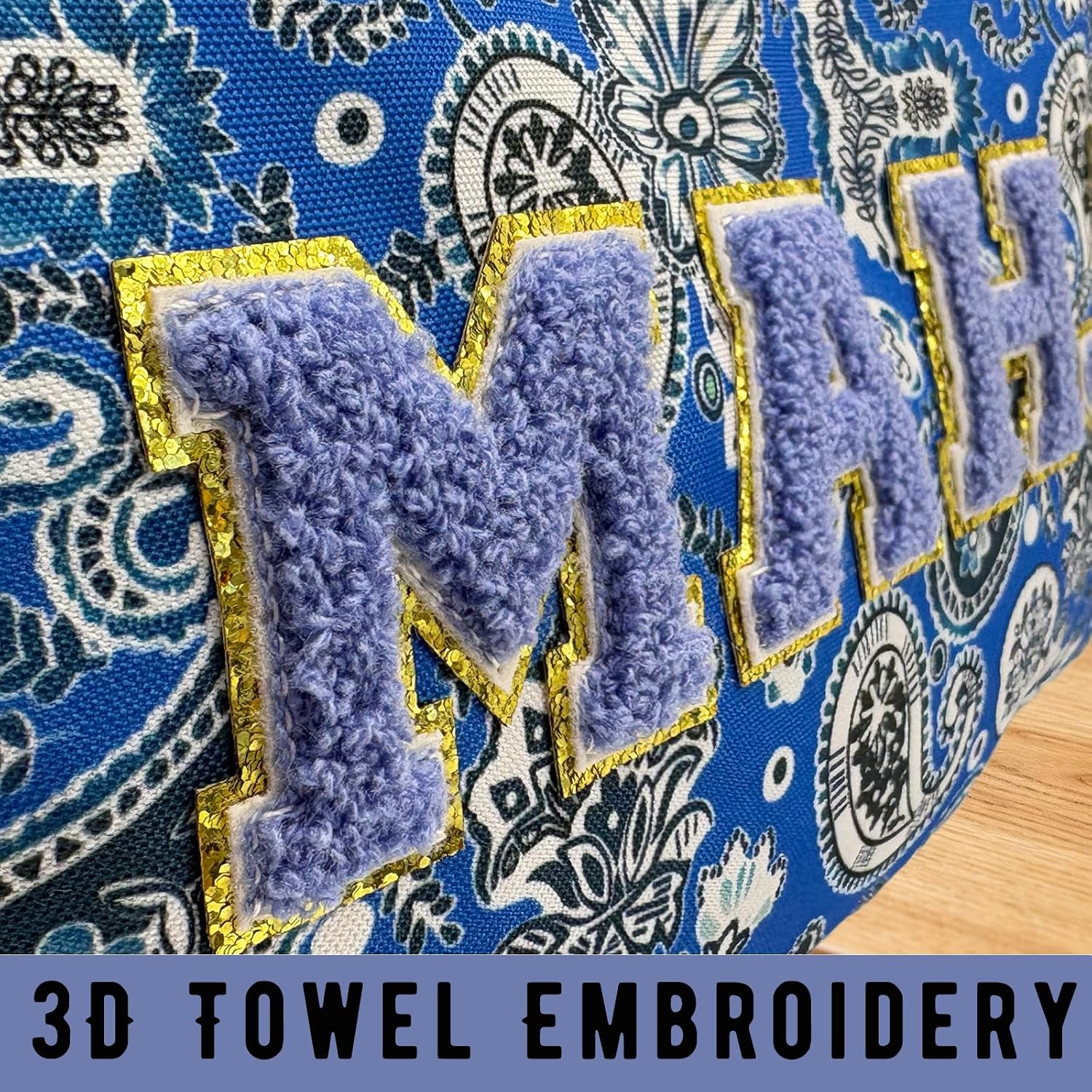 Mahjong Tile Bag with Inner Pocket, Thickened Protective Case（Blue） | 3D towel embroidery travel mahjong bag, thickened buffer protection, thoughtful gift for mahjong lovers and beginners
