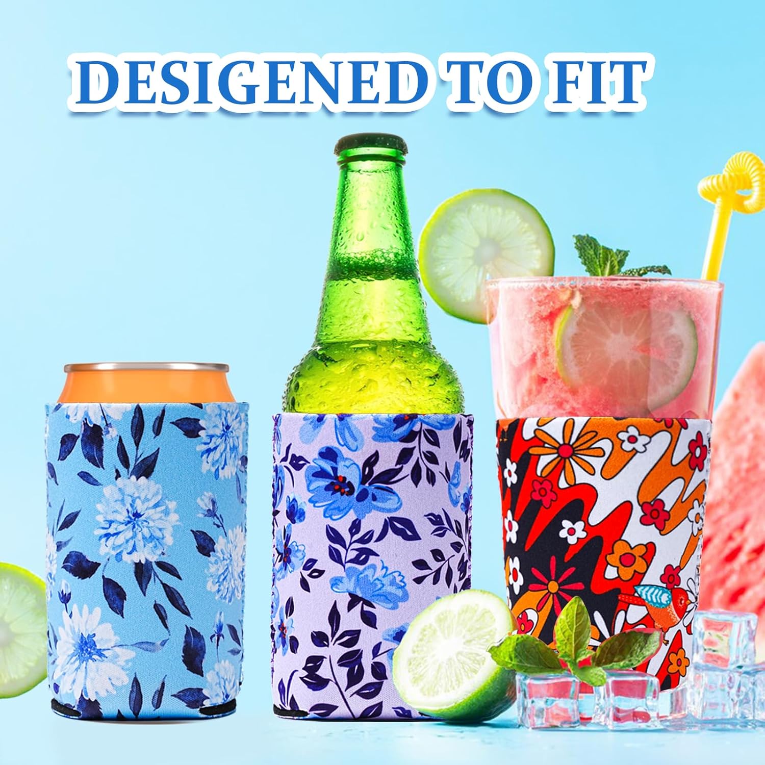 12 Pack Beer Can Coolers Sleeves Neoprene Drink Cooler Sleeves,for Standard 12 Ounce Cans Beer Coolers for Parties, Events or Gift (Small floral style) - Image 3