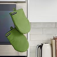 Vista 5 de KITCHENAID Gourmet Series Gridlines - Juego de 2 manoplas para horno pequeñas, resistentes al calor hasta 600 F, agarre de silicona suave, puño