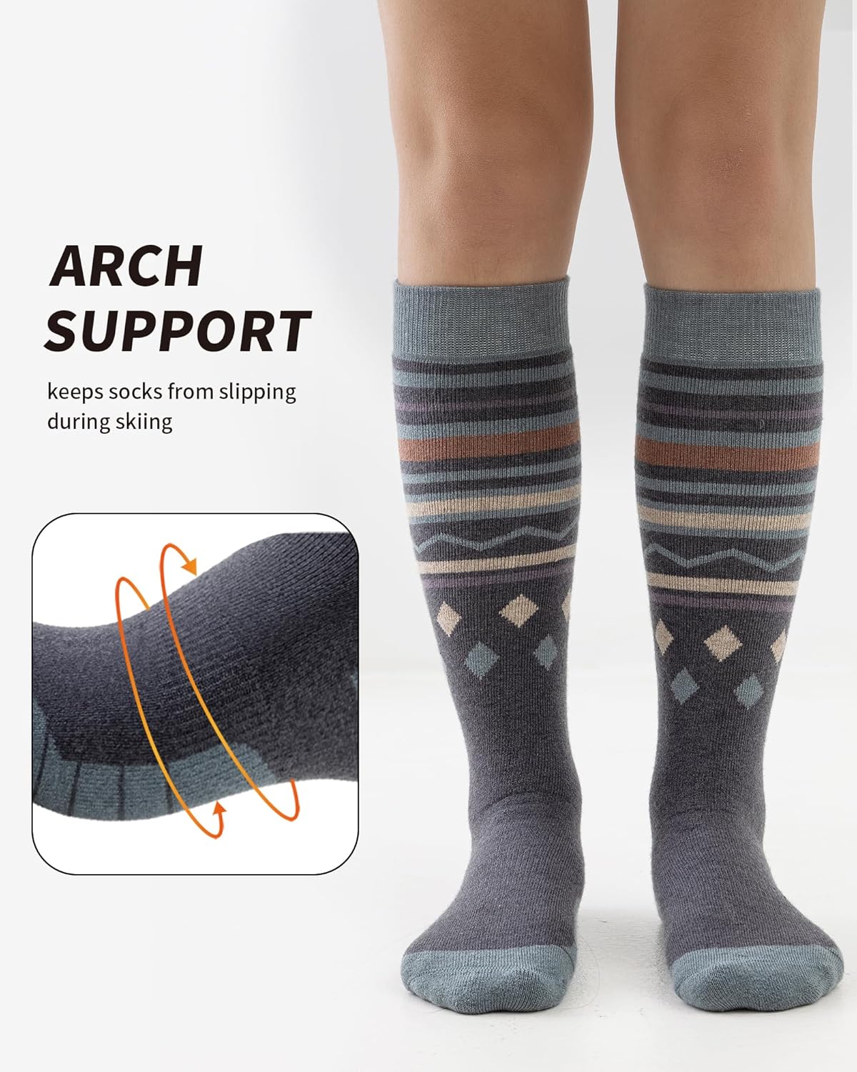 Merino Wool Ski Socks for Men Women, Thick Knee High Thermal Winter Snowboarding Socks with Exquisite Box - Image 2