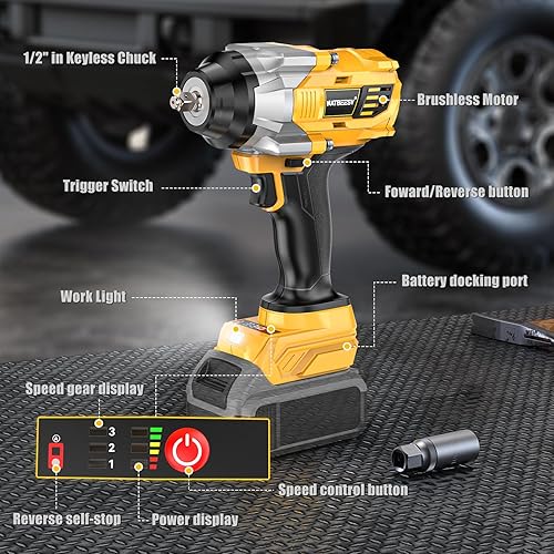 Miniatura 2 de Llave de impacto compatible con DeWalt 20V MAX Batería 12 pulgada Hog Ring Impact Driver High Torque - Pistola de impacto inalámbrica de 1360