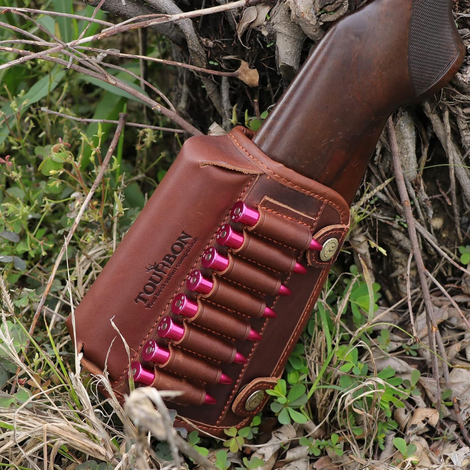 Tourbon Leather Buttstock Cheek Rest with Rifle Shell Holder