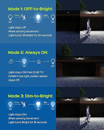 Miniatura 8 de JACKYLED Luces solares para exteriores, luces solares con sensor de movimiento de 2500 lúmenes, 304 LED, 4 cabezales, luces solares para exteriores